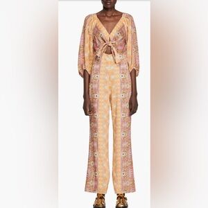 Sandro Multicolor Floral Wide Leg Jumpsuit